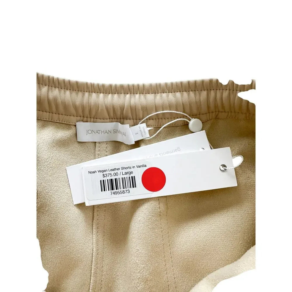 Jonathan Simkhai Noah Vanilla Cream Leather High Rise Vegan Leather Shorts L
